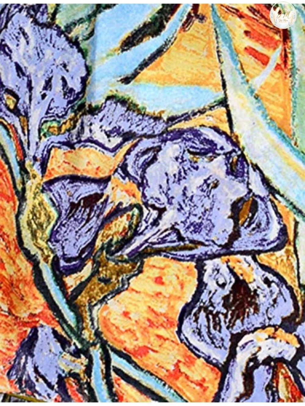 100% Silk Van Gogh Painted Fashion Scarf 60x16.5 Inches